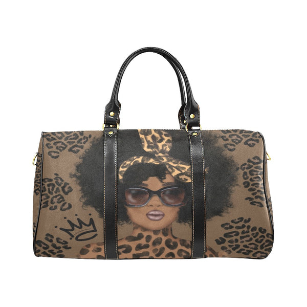 Animal Print Afrocentric Travel Bag, Personalized Travel Bag, Melanin Queen Overnight/Weekender Duffel Bag, Carry on