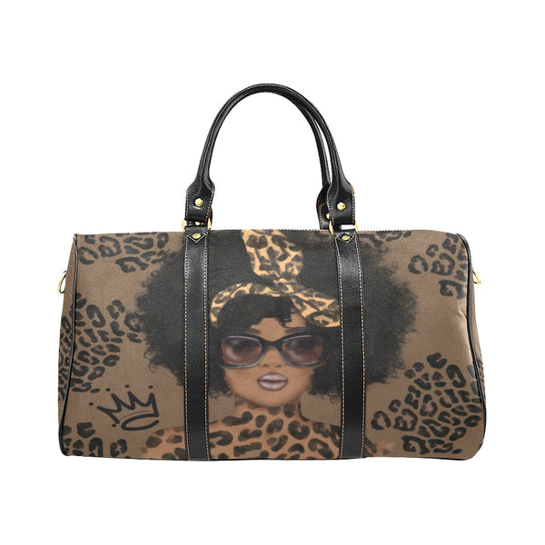 Animal Print Afrocentric Travel Bag, Personalized Travel Bag, Melanin Queen Overnight/Weekender Duffel Bag, Carry on