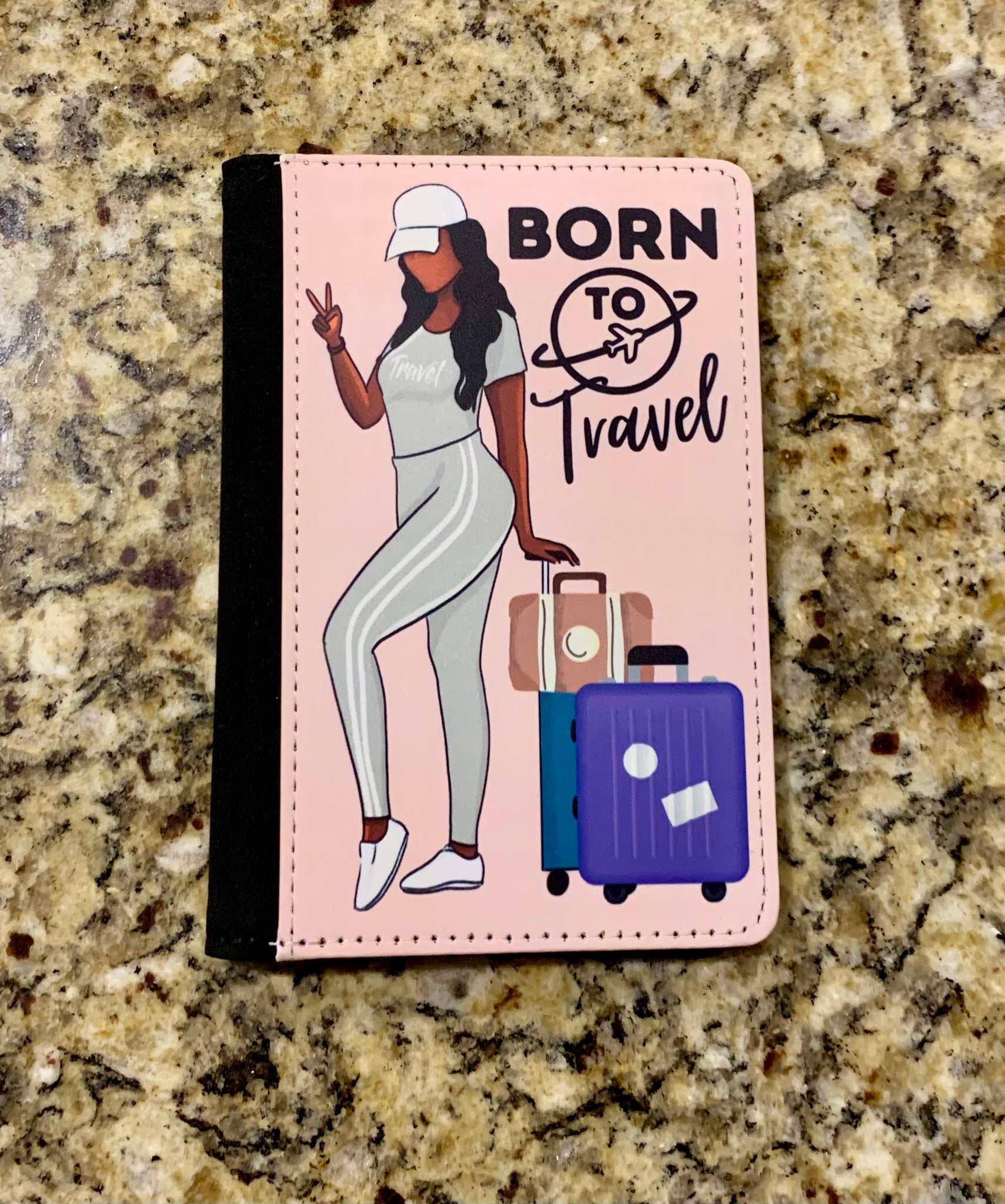 Born to Travel Afrocentric Passport Cover with Optional Luggage Tag